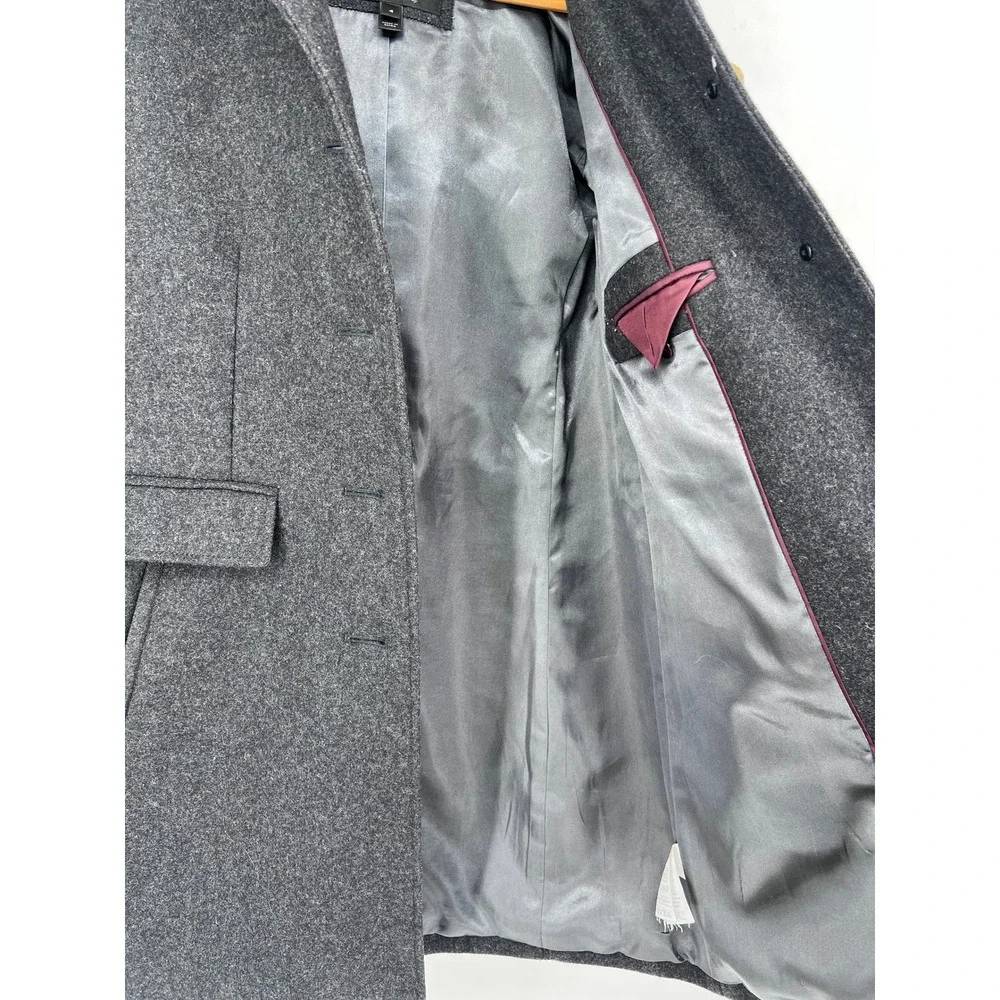 J. Crew Melton Wool Coat Dark Gray Gold Crest Button Military Jacket Size 4 - Picture 5 of 8